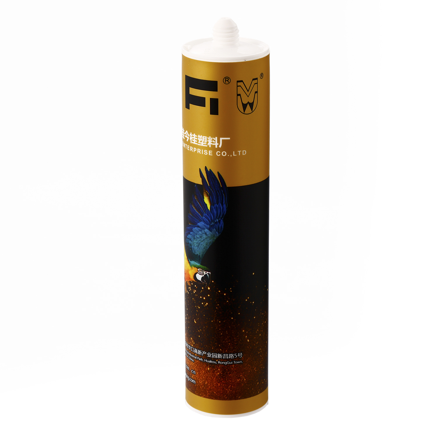 Cartucho de plástico adhesivo vacío de 300 ml de grado en la industria con decoración de marcas de molde para sellador de silicona neutro / relleno de espacio / empaque acrílico