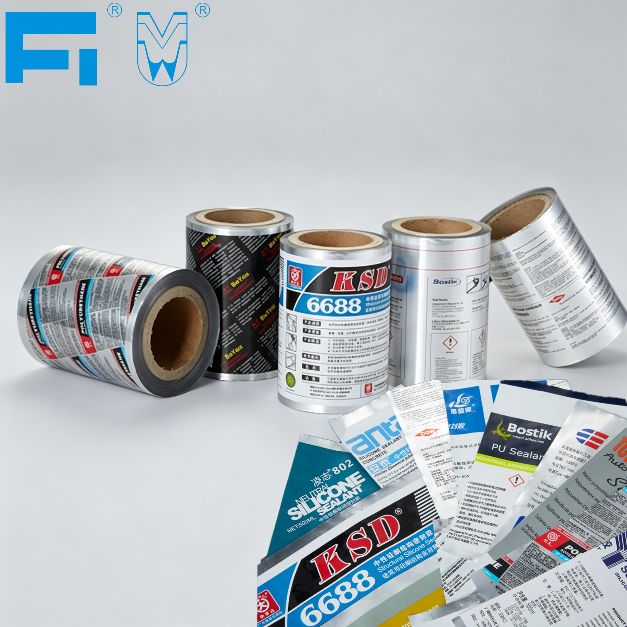Lámina de salchicha de aluminio de 69um resistente a productos químicos impresa personalizada para envases de sellador MS industrial