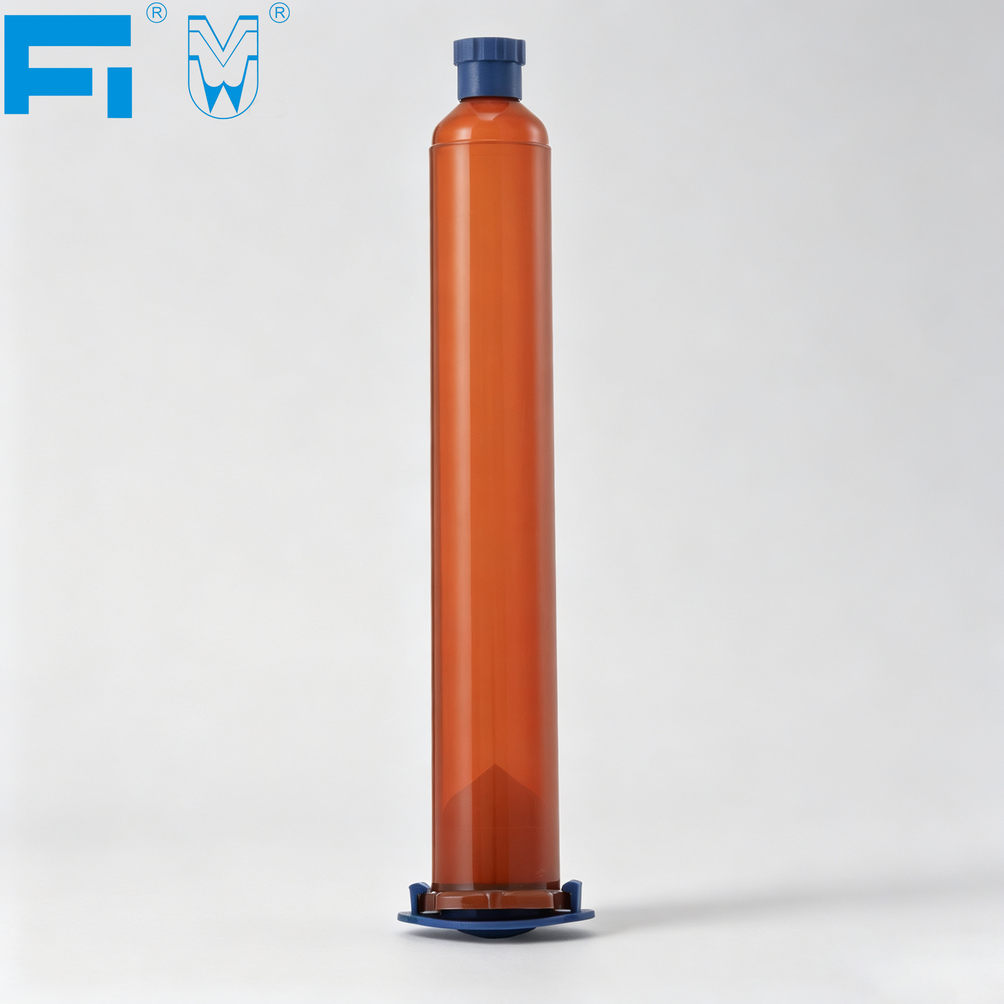 Nuevo estilo americano 50 ml uso industrial color ámbar jeringa dispensadora neumática cartucho de plástico para sellador y embalaje adhesivo
