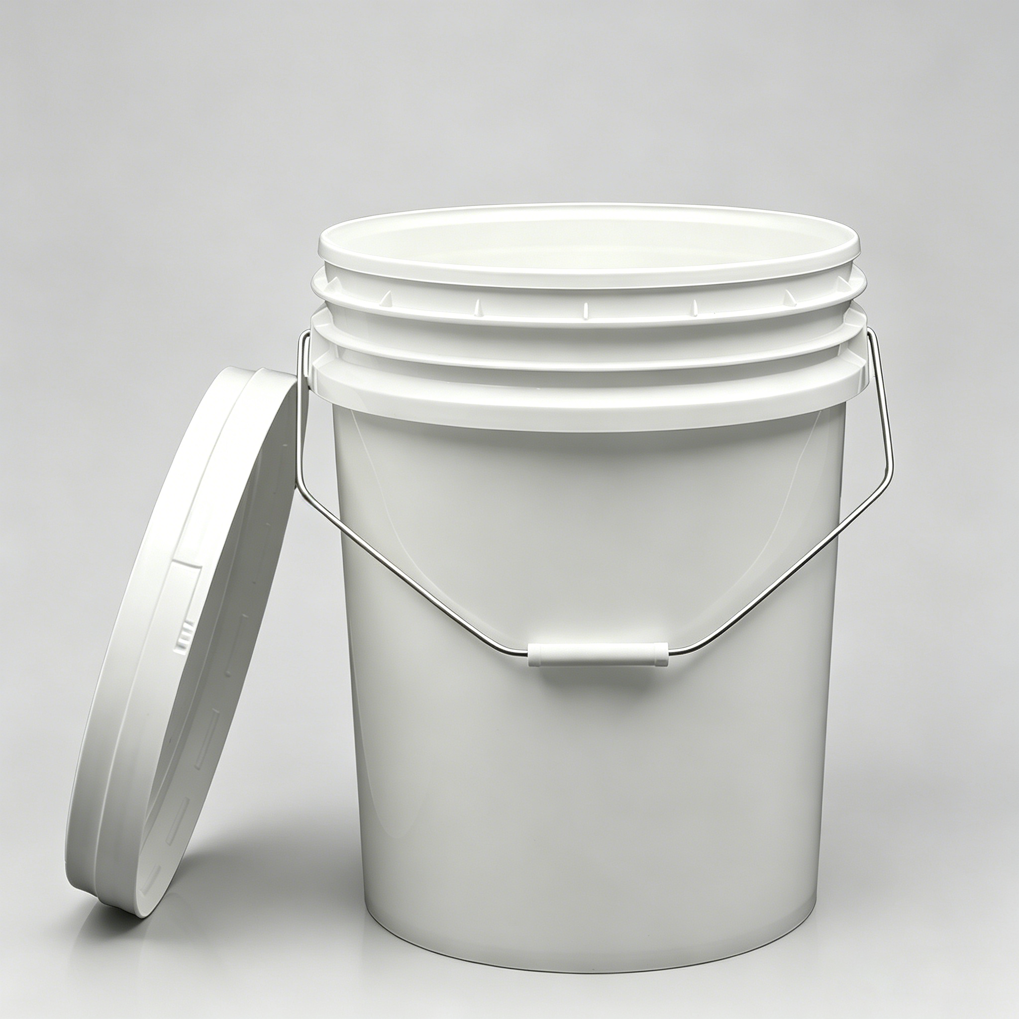 Cubo de plástico que contiene pintura de uso múltiple de 20 litros con tapa y asa para embalaje de adhesivo y sellador para la industria